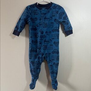 3/$20 Carter's Vehicle Pattern Blue Footed Fleece Sleeper, PRELOVED, 6M